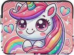 Computer Protective Sleeve Portable Electronic Device Cover Cute Unicorn Pink Protective Case with Zipper
