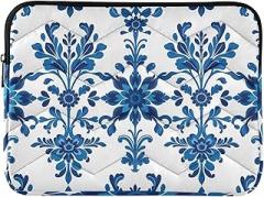 Blue Floral Laptop Cases Laptop Sleeve 15.6 Inch Portable Electronic Device Cover