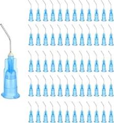 uxcell 60 Pcs Pre Bent Dispensing Needle Tips, 23 Gauge Stainless Steel 45 Degrees Bent Dispensing Tips 0.5
