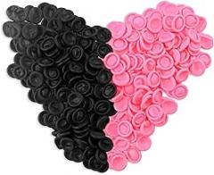 200Pcs Silicone Finger Cots Medium Finger Gloves Disposable Fingertips Protective Finger Covers Protectors for Electronic Repair, Handmade, Industrial Apply, Black & Pink