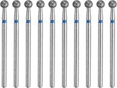 HARFINGTON 10pcs 120-140 Grits Diamond Grinding Bit 4mm Ball Head 2.35mm Shank 4mm Length Stone Sanding Drill Bits Rotary Tool for Ceramic Glass Nails Grinding Polishing