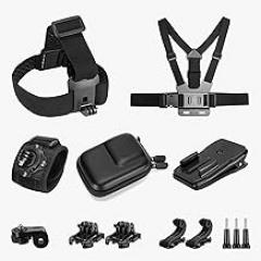 Action Camera Accessories Kit - 5-in-1 Set for GoPro Hero Compatible with All Models Head Strap, Chest Harness, Backpack Clip, 360° Wrist Strap, Storage Bag