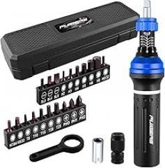 25-Piece Inch Pound Torque Screwdriver Set 1/4 Drive,10-80 In.lb Torque Screwdriver for Gunsmithing,Electronics, Bikes, Motorcycles & DIY Projects