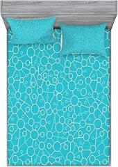 Ambesonne Biology Fitted Sheet & Pillow Sham Set, Abstract Microscopic Biological Molecular Atom Structure Cells Electronics, Decorative Printed 3 Piece Bedding Decor Set, King, Turquoise and White