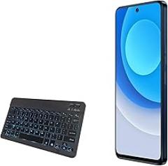 BoxWave Keyboard Compatible with Tecno Camon 19 Pro 5G - SlimKeys Bluetooth Keyboard - with Backlight, Portable Slim LED 7 Colors - Jet Black