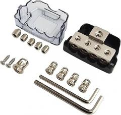 Car Audio Junction Box – Power Distribution Block & Ground Distributor for Modified Cars, Caravans, Yachts | Zinc Alloy + ABS Construction | -in/2-out / -in/3-out / -in/4-out(0GA IN + 4 x 4GA OUT)