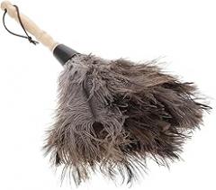 Wooden Handle Feathered Duster Handheld Household Cleaning Tool for Dusting Blinds Furniture Electronics and Cobwebs in Living with Ergonomic Non Slip Grip