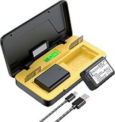 ENEGON NP-FW50 20W Dual Battery Storage and Quick Charger Set for ZV-E10, A6000, A6500, A6300, A6400, A5000, A5100, A55, A7, A7II, A7RII, A7SII, A7S, A7S2, A7R, A7R2, LCD Display