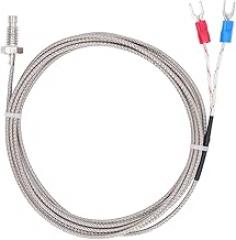 Temperature Sensor 0 400°C Heat Resistant M6 Thread Mounting Ideal for Food Processing, Plastics, Machinery, Textiles and Electronics (2M)