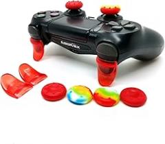 L2 R2 Ps4 Trigger Extenders (1 Pair L2 R2 Triggers, 4pcs Joystick Cap, 2 Pairs LED Light Bar Decal) for PlayStation 4 Controller