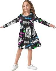 GuoChe Girl Long Sleeve Dress Comfortable Playwear Clothes for School Casual Daily for 3-11 Years