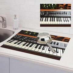 Dish Drying Mat for Kitchen Counter 18x24 Inch Microfiber Dish Drying Pad Electronic keyboard Absorbent Large Dishes Drainer Mats for Kitchen Countertops Sinks Draining Racks