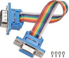 Generic IDC Rainbow Wire Flat Ribbon Cable DB9 Male to DB9 Female 3.9 Inch Length 2.54mm Pitch Breadboard Jumper Wires for Electronic Projects