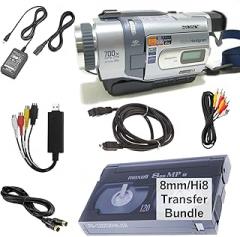 8mm, Digital8, and Hi8 Transfer Bundle for Digitizing 8mm Tapes and Converting 8mm to DVD, Includes Camcorder and USB Adapter