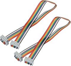 MECCANIXITY 2 Pcs 10 Pin Flat Rainbow Ribbon Cable FC/FC Female Connector 1FT 2.54mm Pitch Breadboard Jumper Wires for Electronic Projects