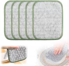 Multipurpose Wire Dishwashing Rags for Wet and Dry, Multifunctional Scratch Resistant Wire Tea Towel Steel Wire, Reusable Cleaning Cloths, Pot Cleaner Plaster Flap for Kitchen (5)