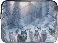 Laptop Sleeve 13, 13.3, 14 Inch Wolves Winter Forest Protective Case with Zipper Portable Electronic Device Cover