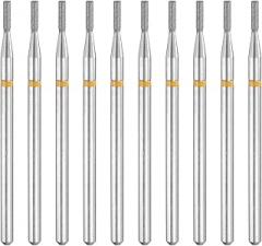 HARFINGTON 10pcs 325-400 Grits Diamond Grinding Bit 1.35mm Cylinder Head 2.35mm Shank 5mm Length Stone Sanding Drill Bits Rotary Tool for Ceramic Glass Nails Grinding Polishing