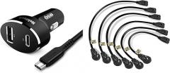 Nekteck Type C Car Charger and 360° Rotating Flat Plug Extension Cord(6 Pack)