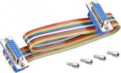 DMiotech 1 Pack 15 Pins Flat IDC Rainbow Ribbon Cable DB15 Female to DB15 Female 30cm 2.54mm Pitch Breadboard Jumper Wires for Electronic Projects