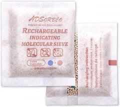ADSorbco 20Gram (20Packs) Rechargeable Molecular Sieve Desiccant Packs – Indicating Silica Gel Packets for Rapid Moisture Absorption in Pharmaceuticals, Supplements, and Electronics