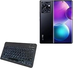 BoxWave Keyboard Compatible with Infinix Zero Ultra - SlimKeys Bluetooth Keyboard - with Backlight, Portable Slim LED 7 Colors - Jet Black