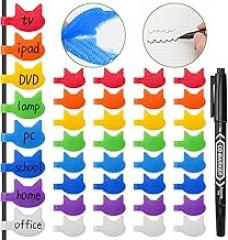 Cord Labels Cable Labels Tags, Write On Cord Tags for Organizing Wires and Identification Multicolored Handwriting Cords Label, Reusable Cable Tag for Electronics, Computers (32Pcs)