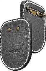 VogDUO AirTag Leather Pin Case, Brooch Pin Holder, Genuine Horween Leather, Ultra-Thin, Dangle-Free, Full Cover Design, Minimalist Style for Travel Suitcase, Pet Leash, Electronic Pouch (Black)