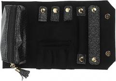 Milisten Multifunctional Jewelry Roll Organizer Bag Pu Leather Foldable Jewelry Storage Pouch Travel Holder for Bracelets Necklaces Black Glitter