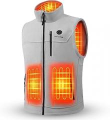 SNOW LEOPARD Men's Heated Vest, Black, Modern, Polyester, Fall/Winter, Outerwear Vests