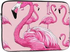 Flamingo Printed Laptop Sleeve for Men Women Shockproof Laptop Bag for Travel Office School, black, 10 inch