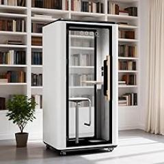 Soundproof Office Pod Booth, Quiet Meeting Pod with Acoustic Panels, Portable Modular Pod, Privacy Booth for Private Phone Calling Mobile Roller with Desk, LED Light, Fans and AC USB Ports