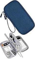 Electronic Organizer, Travel Cable Organizer Bag Pouch Electronic Accessories Carry Case Portable Waterproof Double Layers Big Storage Bag for Cable, Cord, Charger, Phone- Navy