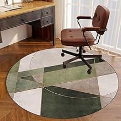 Drum Rug Round Office Chair Mat Gaming Chair Mat Protects The Floor, Fabric Office Floor Mat, Floor Protection Mat, Floor Protector Mat for Hard Floors, Non-Slip Silent-J||80CM
