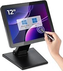MUNBYN 12-inch POS Touchscreen Monitor, LED POS Monitor, HDMI/VGA Capacitive Screen Display, Foldable Stand for Small Business, Retail, Restaurant, Bar, No Driver Required, 2Y Protection