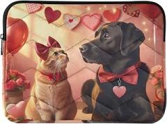 Laptop Case 13, 13.3, 14 Inch Valentines Day Cat Dog Waterproof Briefcase Bag Portable Electronic Device Cover