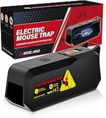 Electric Mouse Trap Zapper with Powerful Voltage, Effective Electronic Mouse Traps Indoor for Home, No-Touch Disposal, Reusable Mice Catcher for Kitchen, Living Room, Garage and More (1, Black)