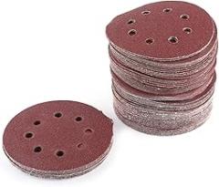 100pcs 8 Holes 5.0 Round Polishing Sandpaper Discs 60/80/100/120/240 Grit, Sturdy Alumina, High Efficiency for Iron, Electronics, Sold Wood Plank