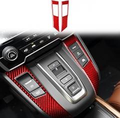 Red Real Carbon Fiber Car Decals Gear Shift Box Electronic Handlebrake Panel Cover Trim Stickers Compatible with Honda CRV CR-V 2017-2022 2018 2019 2020 2021 Accessories Interior