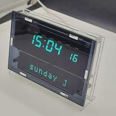 Electronic VFD Digital Clock, Dual Display Clock VFD Clock, Brightness Adjustment with Power-Off Memory, Smart Daylight Saving Time Algorithm, for Tech Enthusiasts, Desktop