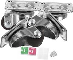 PRETYZOOM 4pcs Mini Furniture Casters 0.5 Inch Soft Rubber Swivel Wheels Set for Electronics Discreet Rolling Stool Wheels