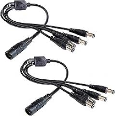DC Power Splitter Cable 1 to 4 (2-Pack), 5.5mm x 2.1mm Female to 4 Male Y Adapter, 38cm (15 Inch) for CCTV, LED Strip Lights, Arduino, Raspberry Pi, DIY Electronics