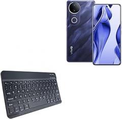 BoxWave Keyboard Compatible with vivo V50e - SlimKeys Bluetooth Keyboard, Portable Thin with Chiclet-Style Keys - Jet Black