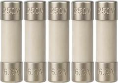 T6.3A Ceramic Fuse, 5x20mm/0.2x0.79inch 6.3A 250V Slow-Blow Time Delay Fuses - Durable Circuit Protection for Electronics, Appliances, and Power Supplies (Pack of 5)