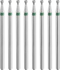 HARFINGTON 8pcs 100-120 Grits Diamond Grinding Bit 1.8mm Ball Head 2.35mm Shank 1.8mm Length Stone Sanding Drill Bits Rotary Tool for Ceramic Glass Nails Grinding Polishing