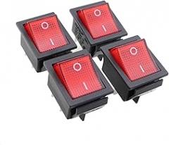 4PCS Toggle Switches Boat Switches Rocker Switches 4 Feet 2 Positions with Red Indicator Light Flame Retardant PC Material Suitable for Electronic Equipment and Household Appliance