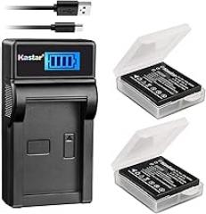Kastar Battery (X2) & SLIM LCD Charger Replacement for Panasonic Lumix CGA-S005 S005E DMW-BCC12 and Lumix DMC-FS1 FS2 DMC-FX01 FX07 DMC-FX1 FX3 FX8 FX9 FX10 FX12 FX50 FX100 FX150 FX180 DMC-LX1 LX2 LX3