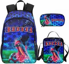 Faroishta Custom Backpacks for Boys Personalized Name Back to School Backpack and Lunch Bag Set for Preschool Kindergarten Elementary Casual Daypack Customized Kids Bookbag School Bag Gifts for Son