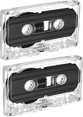 2 Pack Blank Cassette Tapes 60 Minutes Clear Audio Recording Tape with Plastic Storage Case for Music Speech Collectors