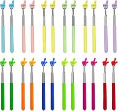 24 Pcs Finger Pointer Sticks, Extendable to 27 in, Telescopic Teacher Pointer for Classroom, Colorful Hand Design, Lightweight, Reading Teaching Supplies